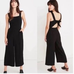 Madewell Apron Bow-Back Jumpsuit, Size 0, in Black